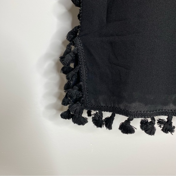 Yincra Black Chiffon Tassel Beach Swimsuit Coverup Lightweight Size Small Medium - Picture 3 of 10